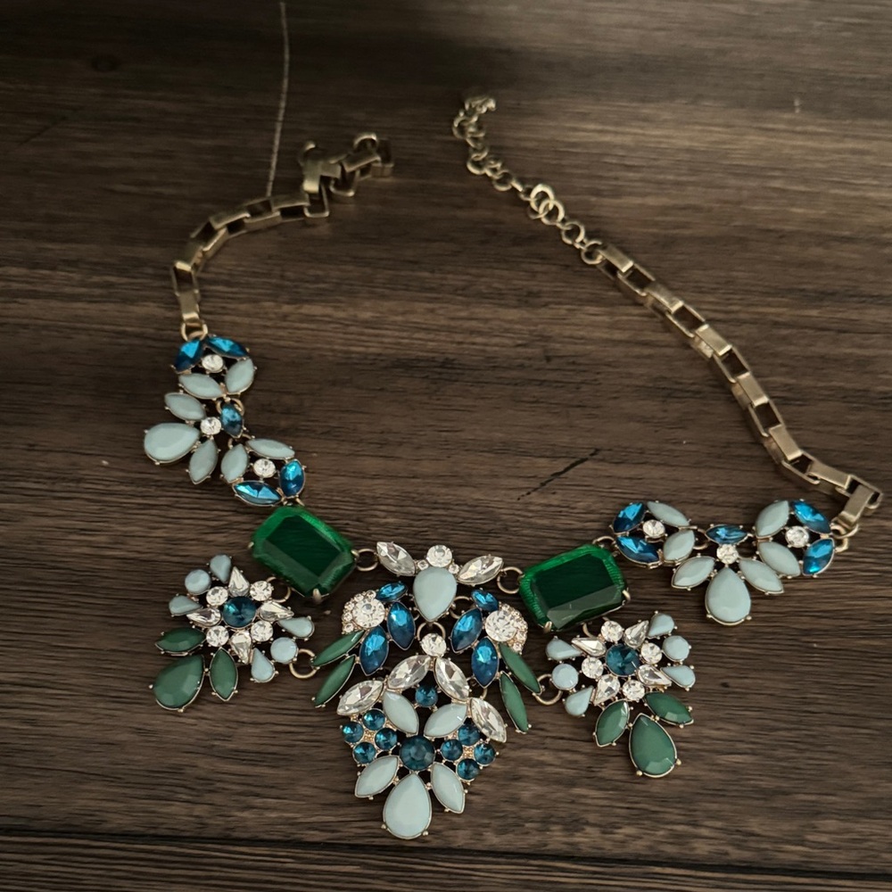 Talbots Green and Blue Cluster Necklace